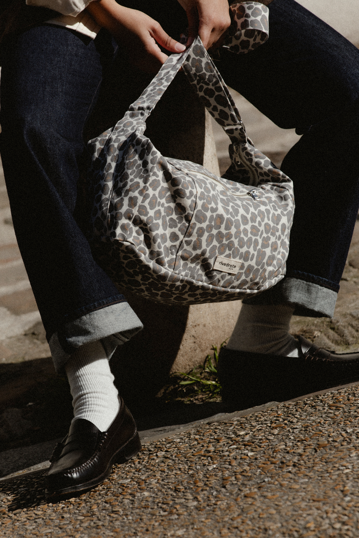 Rive Droite Charlot Le Sac Crossbody Polycoton Recyclé Léopard Gris