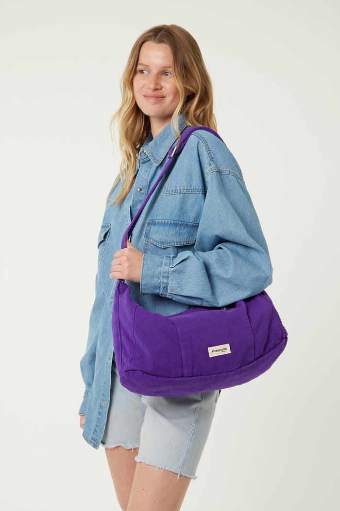 rive droite Charlot le sac crossbody Sergé de coton Malibu Purple