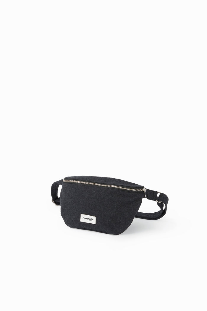 rive droite Custine le sac banane brodé Coton recyclé Noir