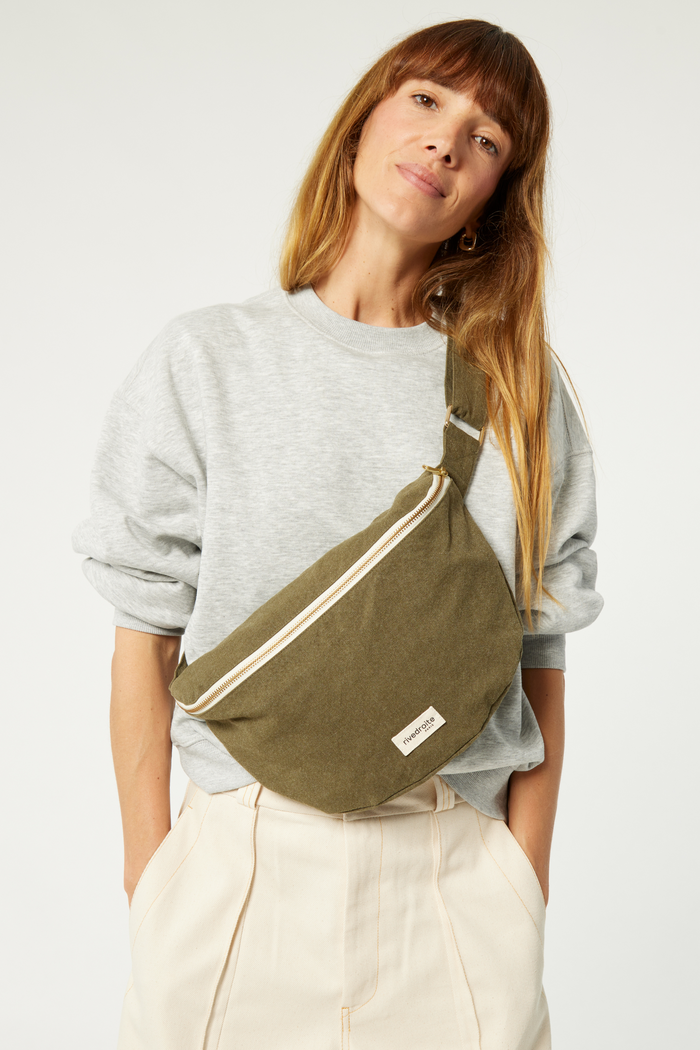 Rive Droite Custine XL Le Sac Banane Coton Recyclé Kaki