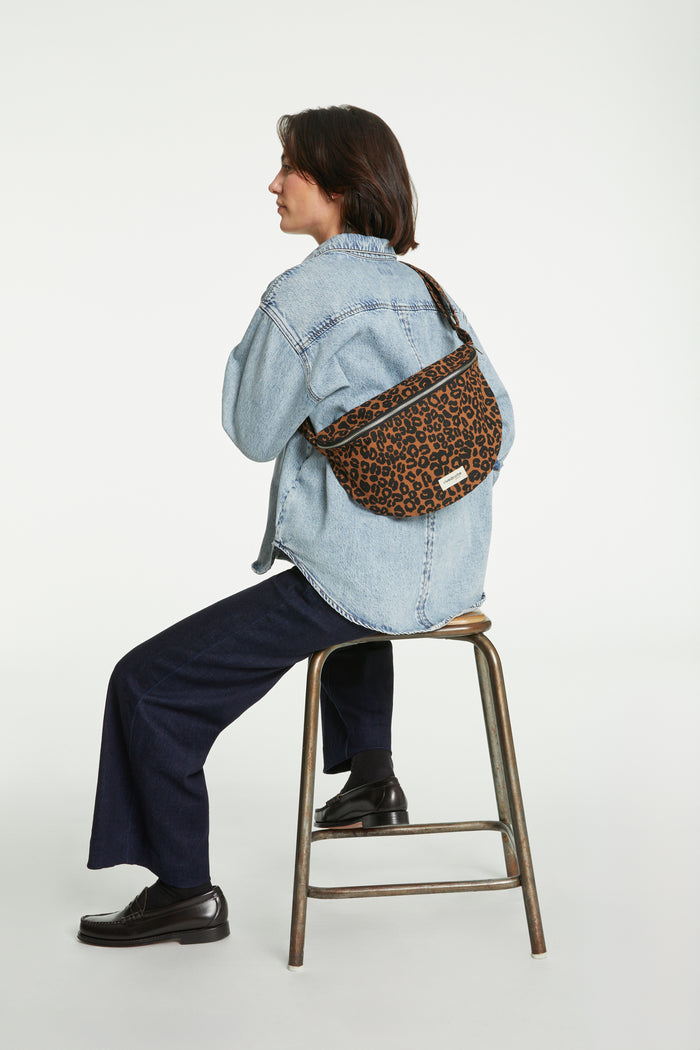Rive Droite Custine XL Le Sac Banane Coton Recyclé Léopard