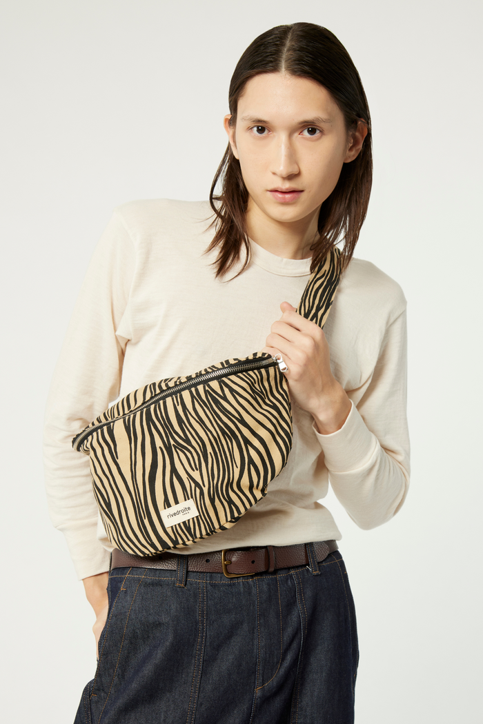 Rive Droite Custine XL Le Sac Banane Coton Recyclé Zèbre