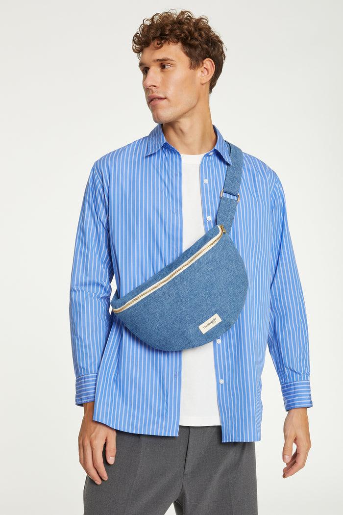 Rive Droite Custine XL Le Sac Banane Denim Clair Upcyclé