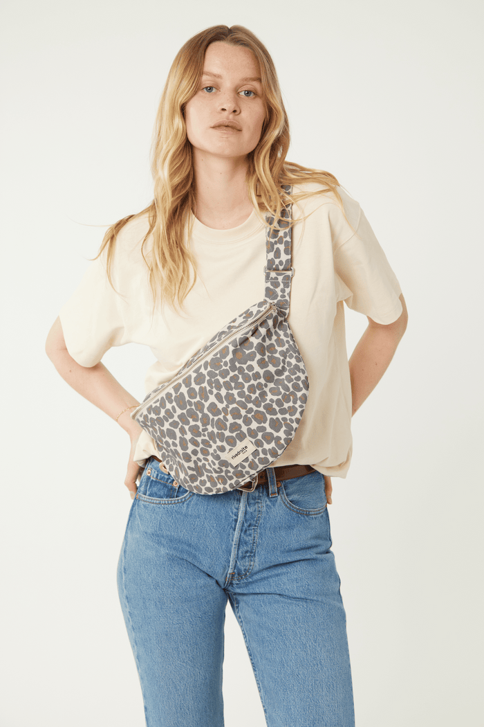 Rive Droite Custine XL Le Sac Banane Polycoton Recyclé Léopard Gris