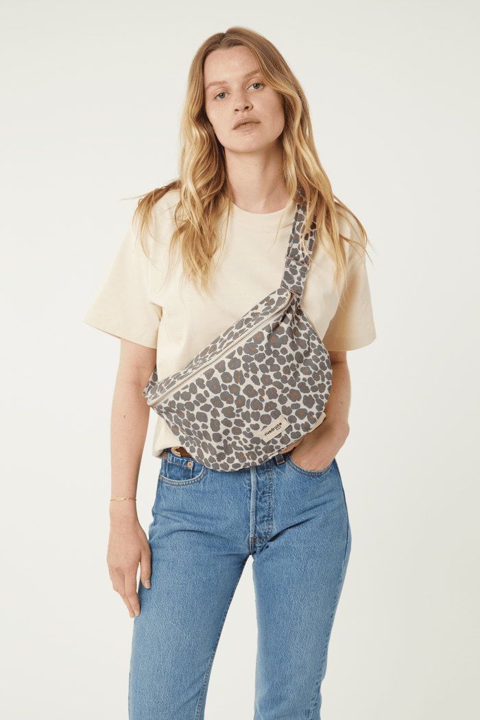 Rive Droite Custine XL Le Sac Banane Polycoton Recyclé Léopard Gris