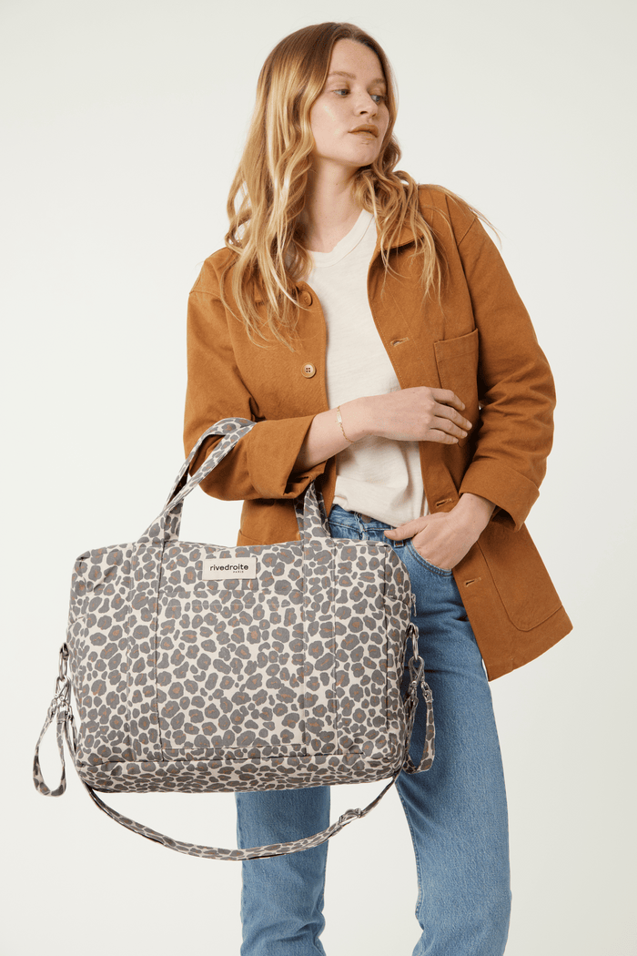 Rive Droite Darcy L'anti Sac à Langer Polycoton Recyclé Léopard Gris