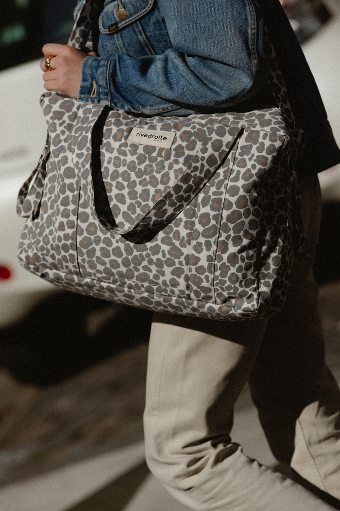 rive droite Darcy l'anti sac à langer Polycoton recyclé Léopard Gris