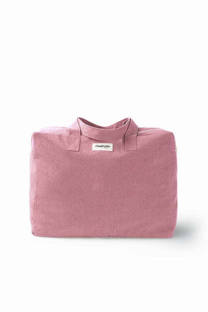 Rive Droite Elzévir Le Grand Sac Weekend Coton Recyclé Bois De Rose