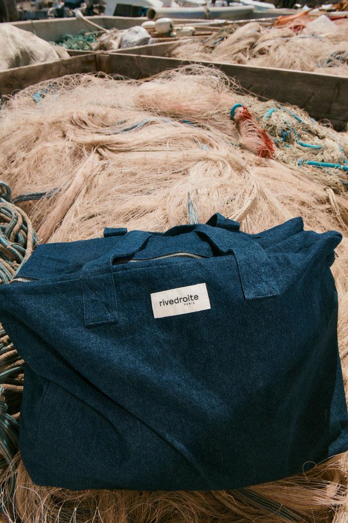 Rive Droite Elzévir Le Grand Sac Weekend Denim Brut Upcyclé