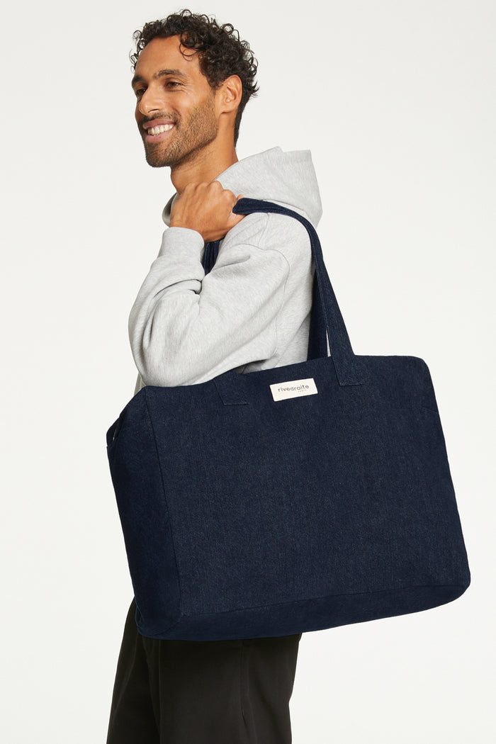 rive droite Elzévir le grand sac weekend Denim Brut Upcyclé