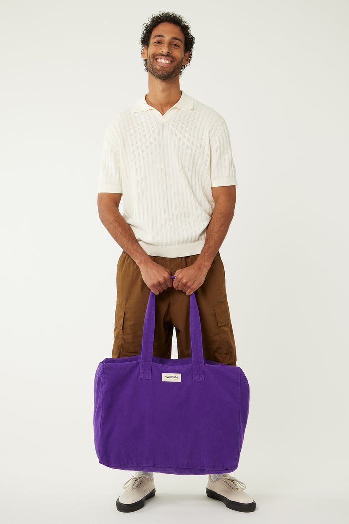 Rive Droite Elzévir Le Grand Sac Weekend Sergé De Coton Malibu Purple