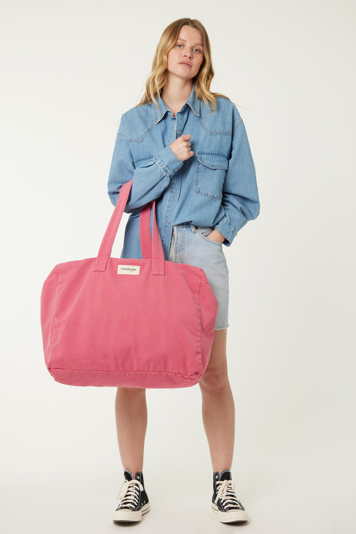 rive droite Elzévir le grand sac weekend Sergé de coton Melrose Pink