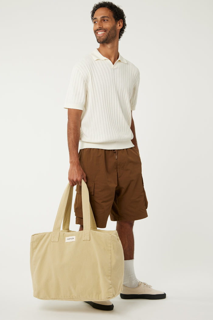 Rive Droite Elzévir Le Grand Sac Weekend Sergé De Coton Santa Monica Beige