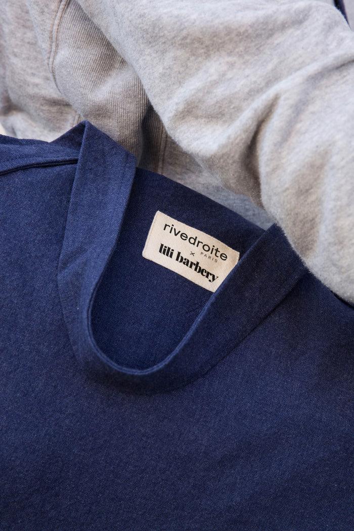 Rive Droite Le Sac De Yoga En Collaboration Avec Lili Barbery Coton Recyclé Bleu Nuit