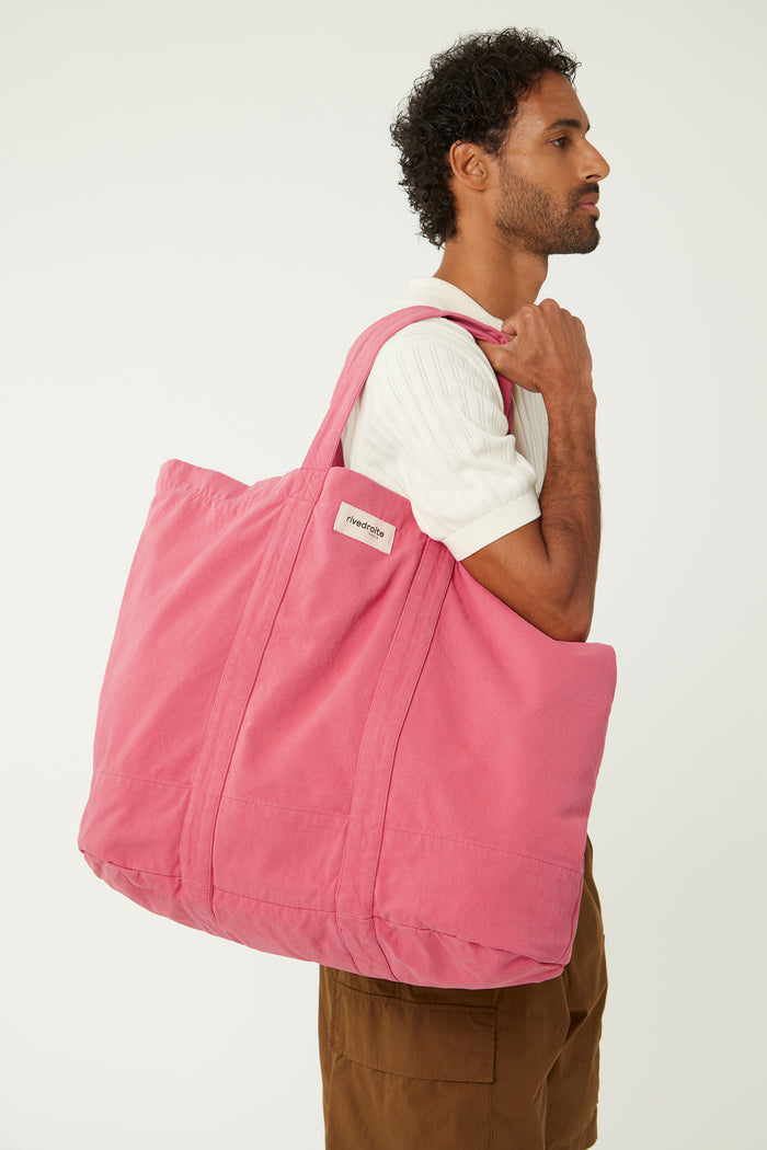 rive droite Marcel le cabas XL Sergé de coton Melrose Pink