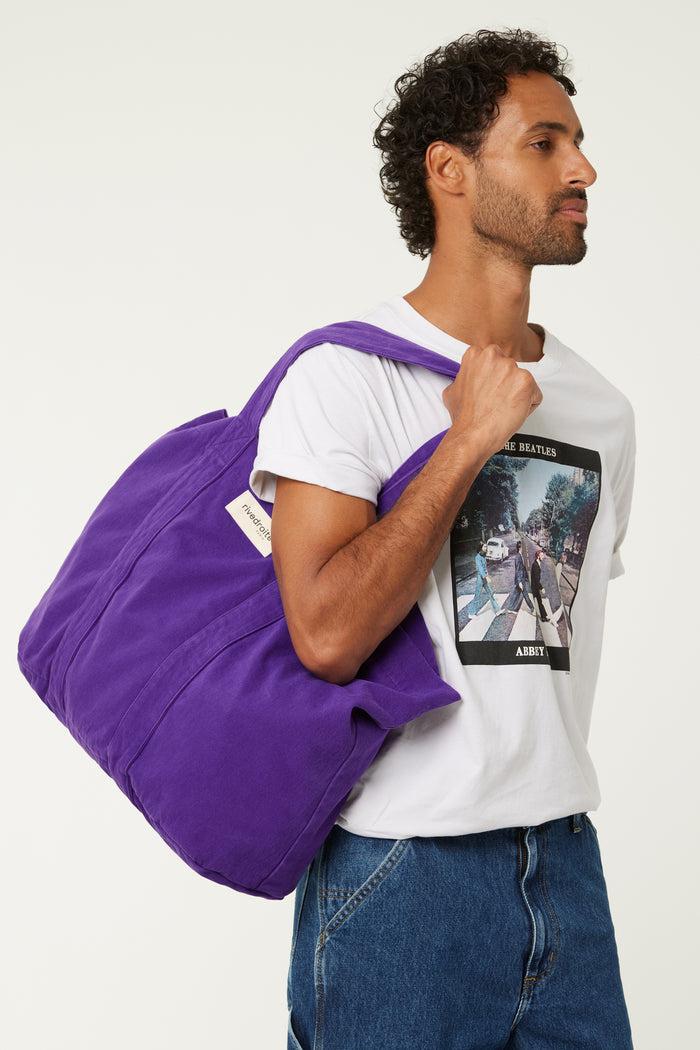 rive droite Marcel le cabas XS Sergé de coton Malibu Purple