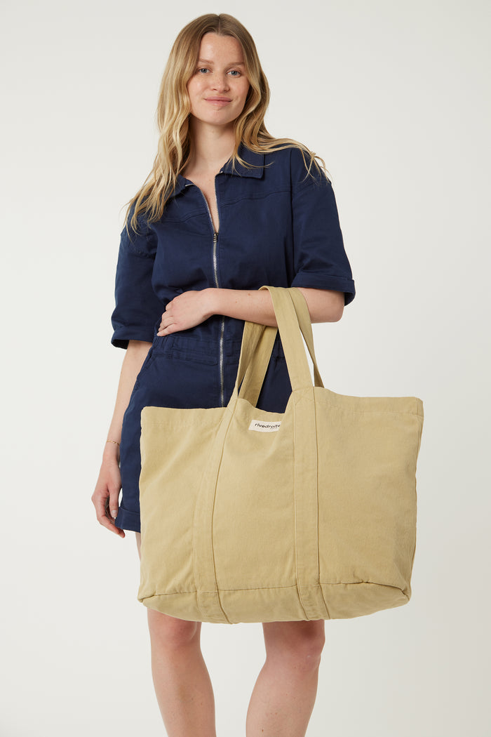 rive droite Marcel le cabas XS Sergé de coton Santa Monica Beige