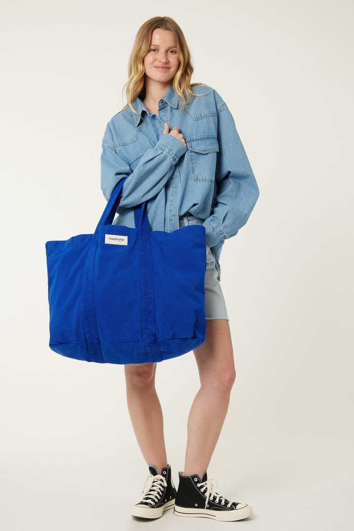 rive droite Marcel le cabas XS Sergé de coton Venice Blue