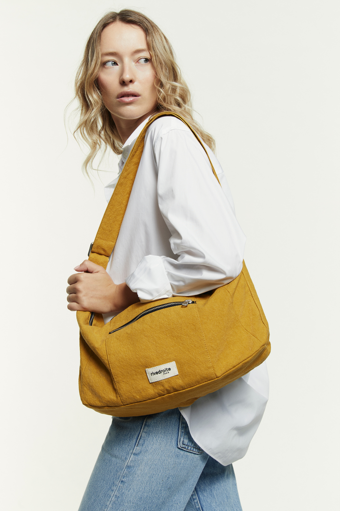 rive droite Mini Charlot le sac Crossbody Coton Recyclé Moutarde