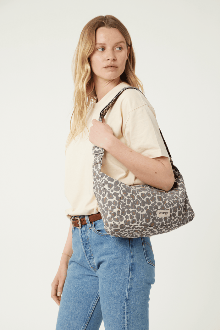 Rive Droite Mini Charlot Le Sac Crossbody Polycoton Recyclé Léopard Gris