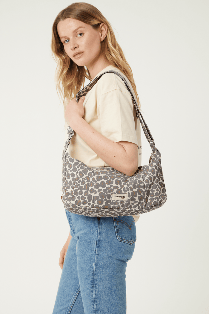 Rive Droite Mini Charlot Le Sac Crossbody Polycoton Recyclé Léopard Gris