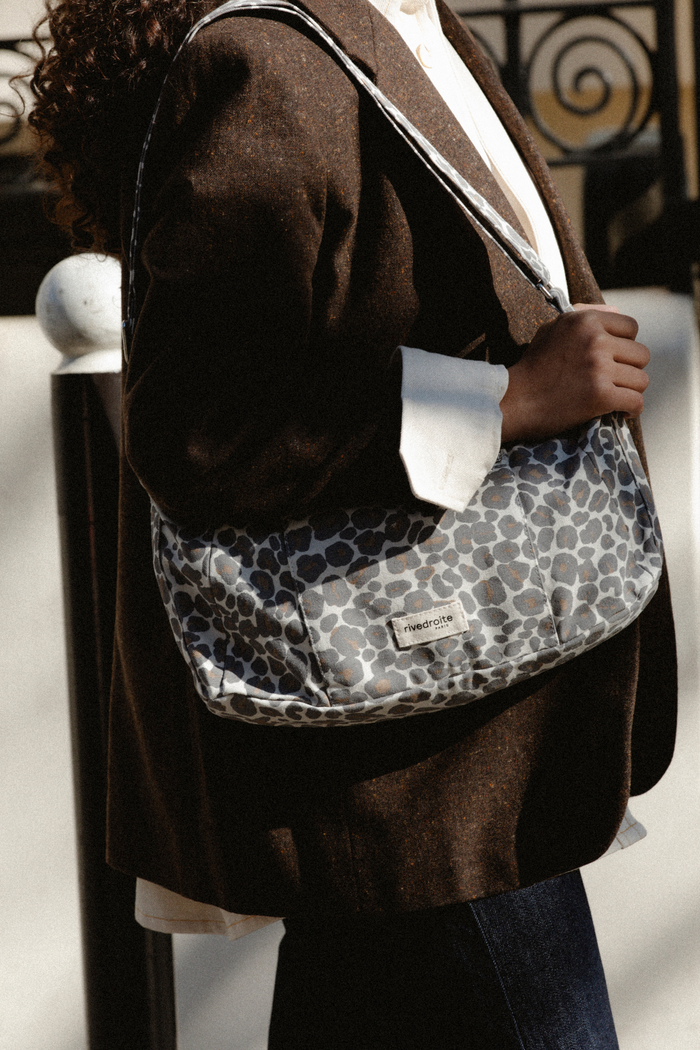 Rive Droite Mini Charlot Le Sac Crossbody Polycoton Recyclé Léopard Gris