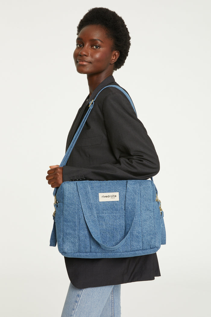 rive droite Mini Darcy l'anti-sac à langer Denim Clair Upcyclé