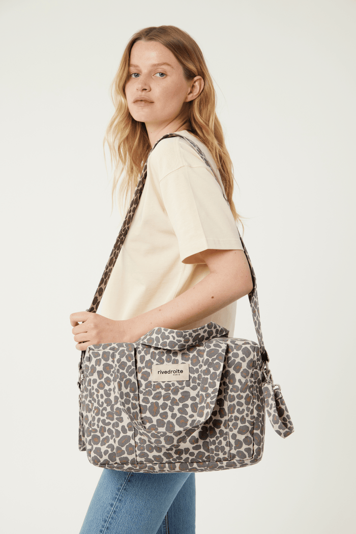 rive droite Mini Darcy l'anti-sac à langer Polycoton recyclé Léopard Gris