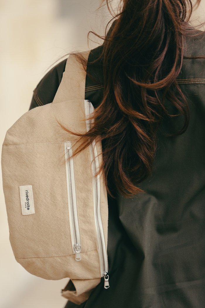 Rive Droite Orsel Le Sac Banane Grand Format Coton Recyclé Beige Sable