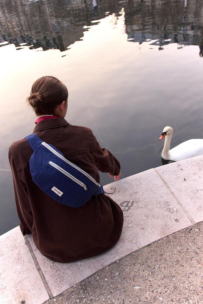 Rive Droite Orsel Le Sac Banane Grand Format Coton Recyclé Bleu Nuit