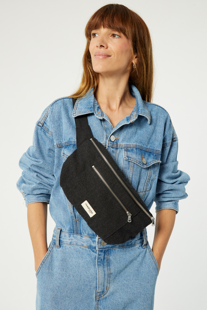 rive droite Orsel le sac banane grand format Coton recyclé Noir