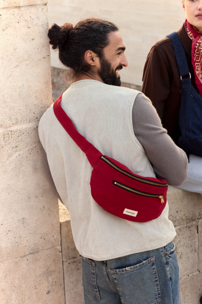 Rive Droite Orsel Le Sac Banane Grand Format Coton Recyclé Rouge Vibrant