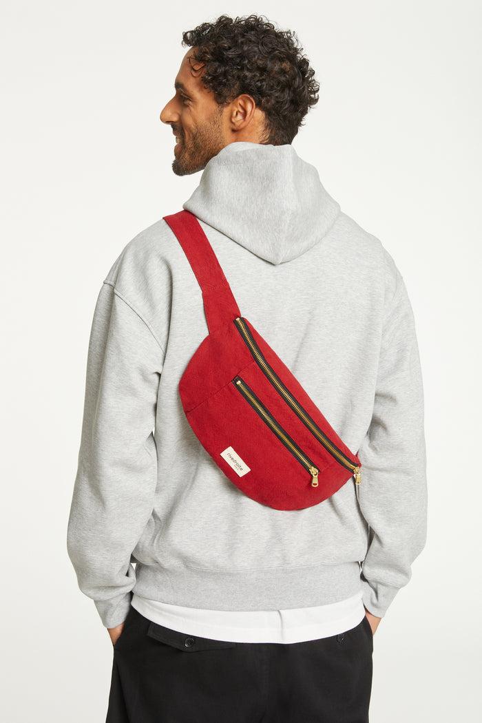 rive droite Orsel le sac banane grand format Coton recyclé Rouge Vibrant