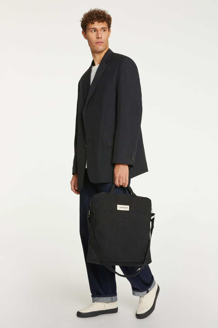 rive droite Achille le city bag Coton recyclé Noir
