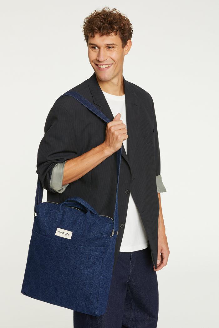 rive droite Achille le city bag Denim Brut Upcyclé