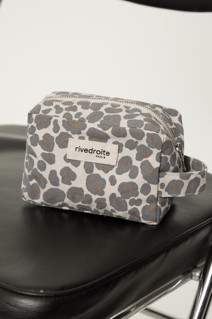 rive droite Tournelles la petite trousse Polycoton recyclé Léopard Gris
