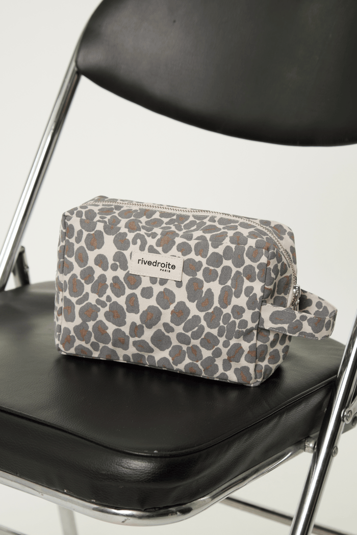 rive droite Tournelles la trousse XL Polycoton recyclé Léopard Gris