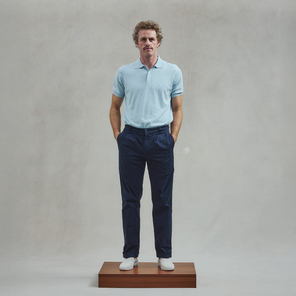 Rivieras Polo Classique En Maille Bleu Ciel Polo Classique En Maille Bleu Ciel