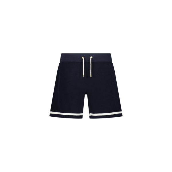 rivieras Short en Éponge Écru à Rayures Marine Short en Éponge Écru à Rayures Marine