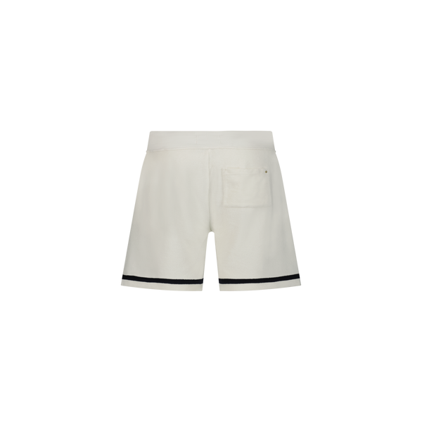 Rivieras Short En Éponge Écru à Rayures Marines Short En Éponge Écru à Rayures Marines