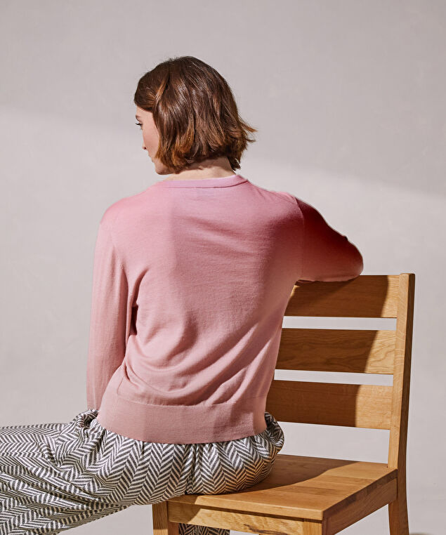 Rodier Cardigan Manches Longues En Cachemire Fi Rose Poudré