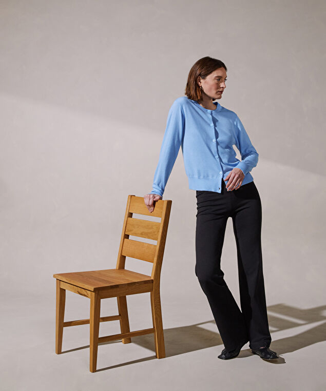 Rodier Cardigan Manches Longues En Cachemire Fin Bleu Pâle