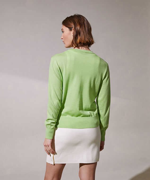Rodier Cardigan Manches Longues En Cachemire Fin Vert Pâle