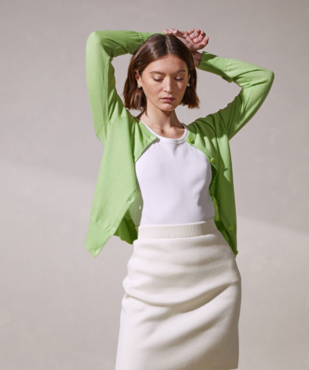 Rodier Cardigan Manches Longues En Cachemire Fin Vert Pâle