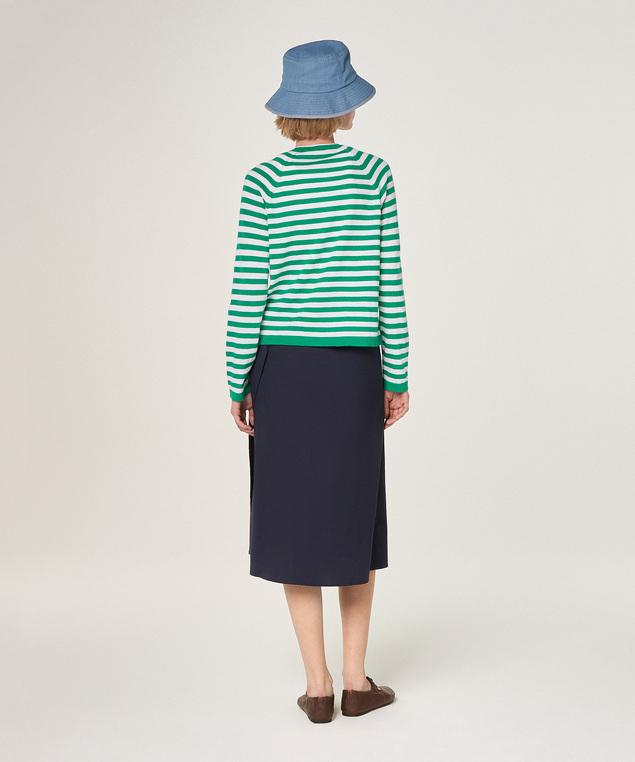 Rodier Cardigan Rayé En Coton Et Soie Vert Emeraude