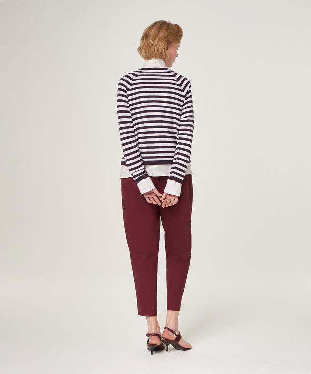 Rodier Cardigan Rayé En Coton Et Soie Violet Aubergine