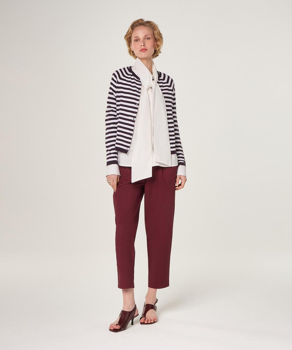 rodier Cardigan rayé en coton et soie violet aubergine