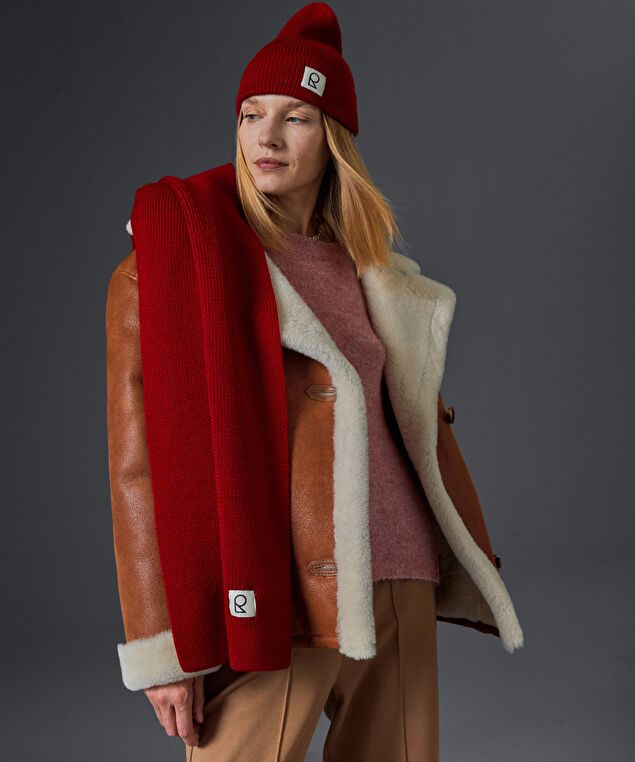 Rodier Écharpe En Laine Mérinos Unisexe OEKO-TEX® Rouge Vermillon