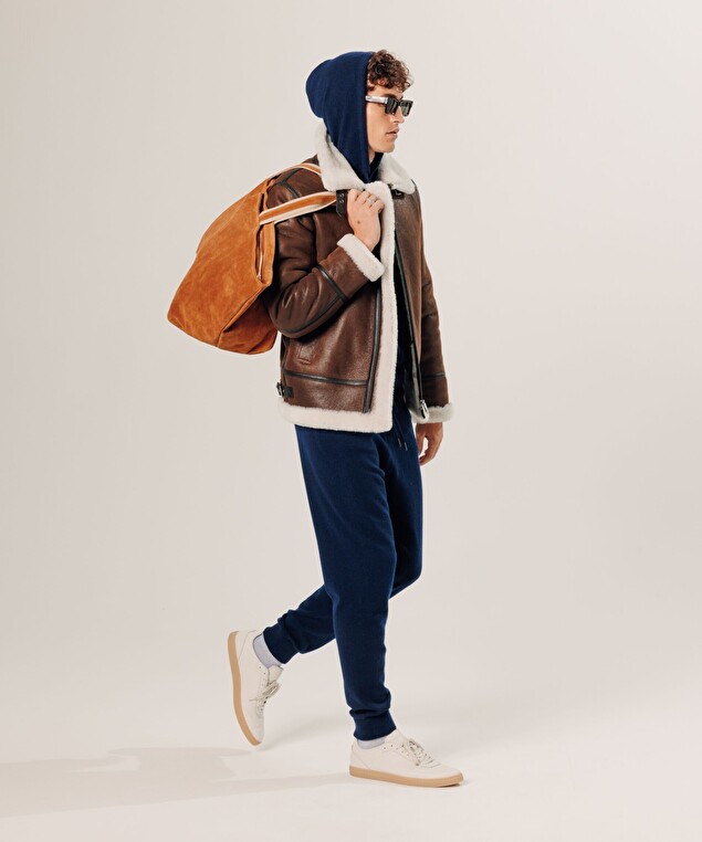 Rodier Grand Sac Cabas Lou En Cuir Velours Marron Camel