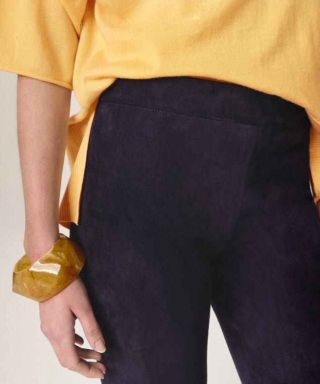 Rodier Legging En Peau D'agneau Stretch Bleu Marine